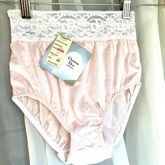 Dior Vintage High Waisted Pink & White Monogram Top Panties NWT Size 4 - Picture 2 of 10